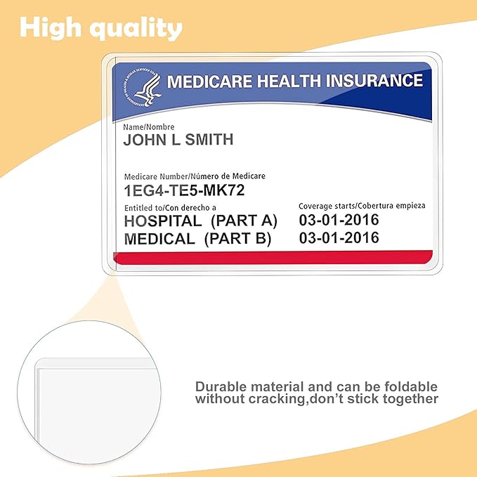 10 Pack New Medicare Card Holder Protector Sleeves，12Mil Clear PVC Waterproof Medical/Credit Card, Business/Social Security Card Protector