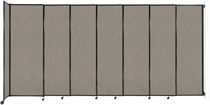 Wall-Mounted Sliding StraightWall Room Divider | Adjustable Widths | Locking Wheels | Room Separator | Up to 15'6" Wide x 7'6" Tall Warm Pebble Fabric Panels