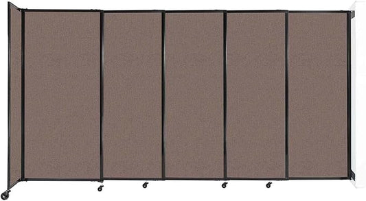 Wall-Mounted Sliding StraightWall Room Divider | Adjustable Widths | Locking Wheels | Room Separator | Up to 11'3" Wide x 6' Tall Latte Fabric Panels