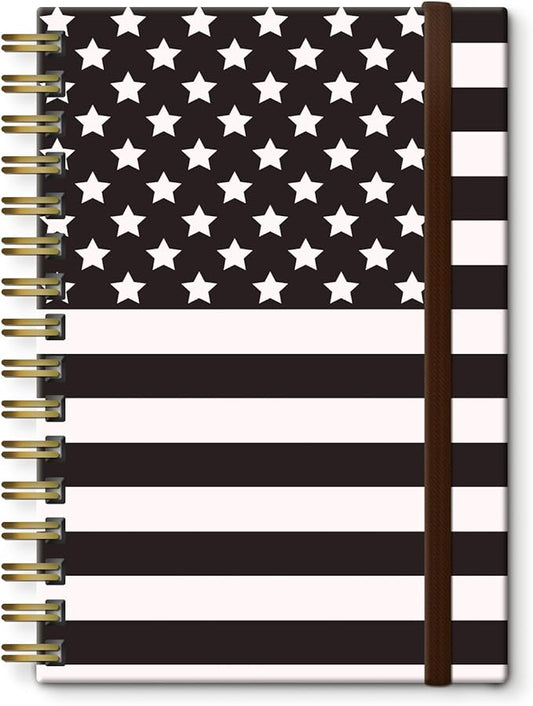 Spiral Journal Notebook, A5 Cute Notebooks for Women Men, College Ruled Hardcover Notebook for Work & Note Taking, 60 Pages Double-Wire Journals for Writing, American Flag