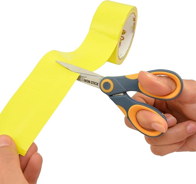 Westcott ‎14881 5-Inch Non-Stick Titanium Scissors For Office and Home, Yellow/Gray