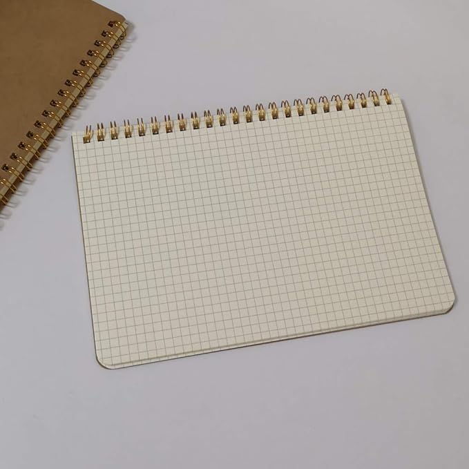 YUREE Spiral Notebook A5/Softcover Spiral Journal, Square Grid Pages, 50 Sheets (100 Pages), 8.45" x 5.8", Brown, 20 Pack