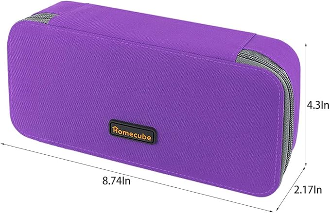 Homecube Pencil Case Large Capacity Storage Oxford Cloth Bag Pouch Marker Stationery Organizer Holder with Zipper for School & Office - 9.06x4.72x2.56 inches Purple