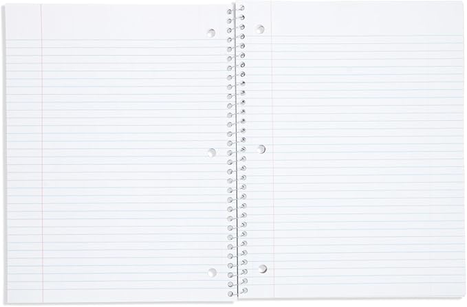 Blue Summit Pastel Spiral Notebook College Ruled, One Subject School Notebooks Spiral, Perforated Notebooks Bulk, 8 x 10.5 School Book, Paper, College Ruled, 6 Pack