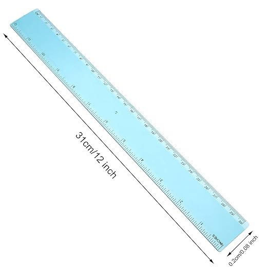 2 Pack Plastic Ruler Straight Ruler Plastic Measuring Tool for Student School Office (Blue, 12 Inch)