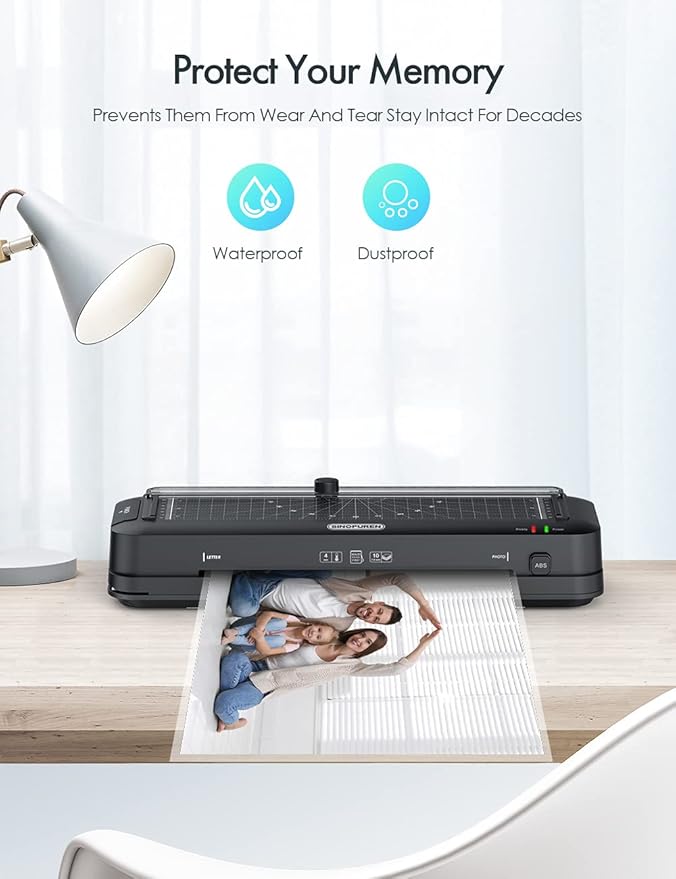 Thermal Laminator Machine, 9-Inch, 3-in-1 Laminator with Built-in Paper Trimmer, Hole Punch & Corner Rounder, 50 Laminating Pouches, Fast 3-Min Warm-Up, Jam-Free for Home, Office, School
