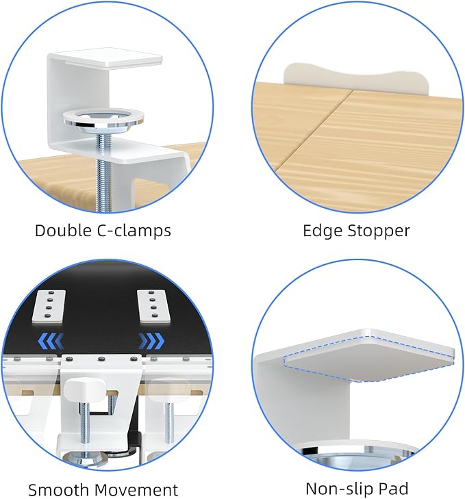 suptek Large Keyboard Tray Under Desk Pull Out with C Clamp Mount, Keyboard & Mouse Tray, 34 (38 Including Clamps) x 11.8 inch Slide-Out Platform Computer Drawer for Typing, Light Wood, DSF1LQM
