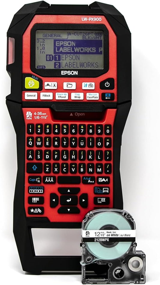 LABELWORKS Epson LW-PX900 Industrial Label Maker - Portable Handheld Label Printer Compatible with All Epson PX Tape Types