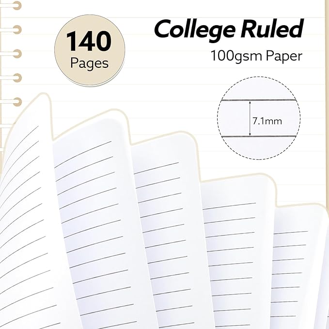 3 Pcs Spiral Notebook 5.9x8.3, 140 Pages Small Notebook for Women A5 College Ruled Journals Cute Notebooks with Large Pockets and Index Stickers for Home School Office Use（Green, Beige, Orange）