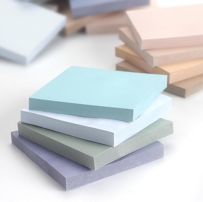 Vintage Colors Sticky Notes 3x3 inch, 8 Pads, Self-Stick Note Pads, Super Sticky Self-Adhesive Sticky Notes, 8 Pads/Pack, 80 Sheets/Pad