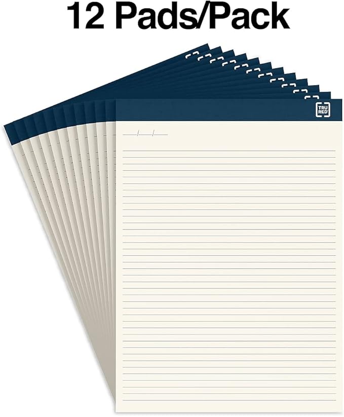 TRU RED Staples TR58194 Notepads, 8.5-Inch x 11.75-Inch, Wide Ruled, Ivory, 50 Sheets/Pad