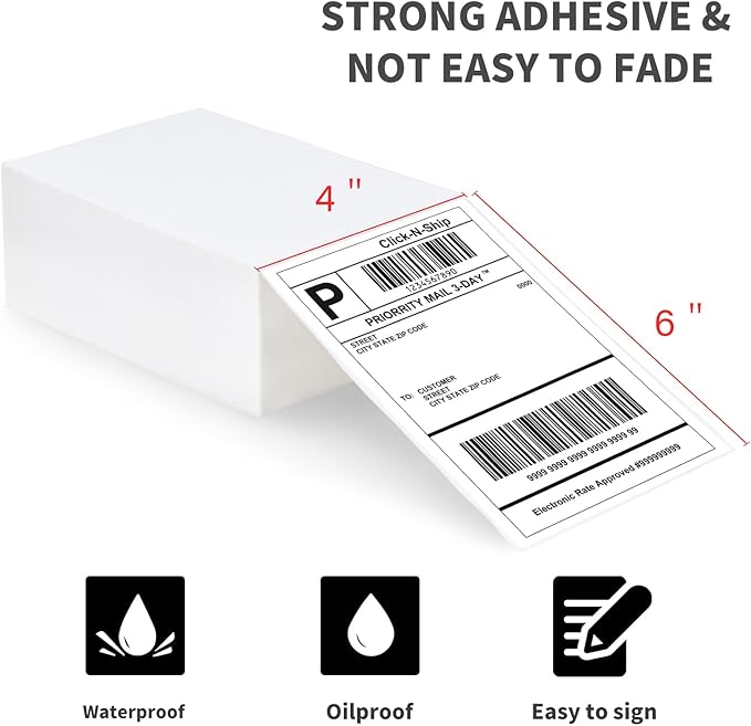 L LIKED 1000 Fanfold 4" x 6" Direct Thermal Labels, with Perforated line for Thermal Printers - Compatible with Zebra & Rollo Printer (4" x 6" - 1000 Labels)