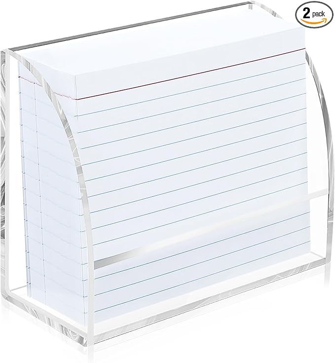 2 PCS Index Card Display Stand 4.7 X 2.4 X 6.3 Acrylic Card Holder for Desk File Note 4x6 Clear Postcard Stand Index Card Rack Acrylic Business Stand for Office Business Classroom(No Card)