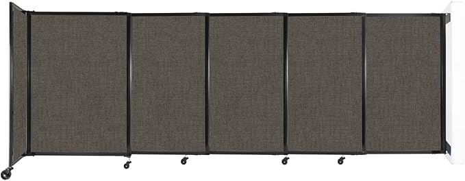 Wall-Mounted Sliding StraightWall Room Divider | Adjustable Widths | Locking Wheels | Room Separator | Up to 11'3" Wide x 4' Tall Mocha Fabric Panels