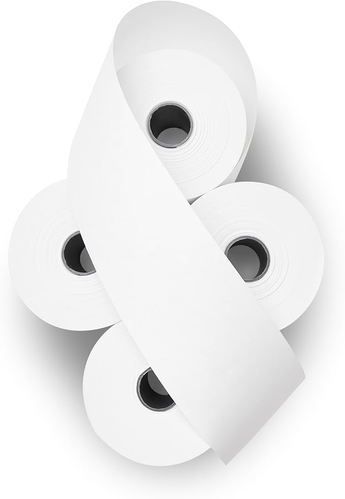 (24 Rolls) 2 1/4 x 150 ft White Adding Machine Tape Paper Rolls Premium One Ply Register Adding Machine/Calculator Paper Rolls Printing Calculator 10 Key