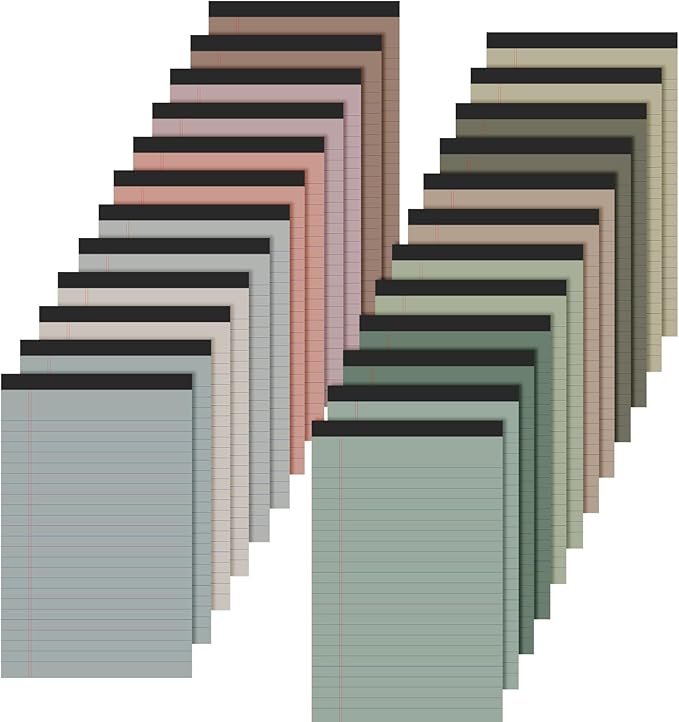 Lincia 24 Pcs 12 Pcs 5" x 8" Small Legal Pads Colored Lined Note Pads Narrow Ruled Writing Notepads 50 Sheets Per Micro Paper Notebook Lined and Perforated for College Office Supplies (Fresh Colors)