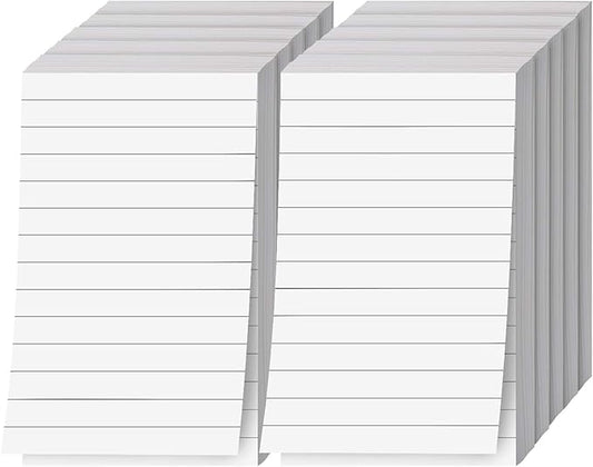 Memo Pads, White, With Black Lines – Lined Paper Notepads, Scratch Pad, Writing Pad for Planning, To-Do Lists, Appointments, Reminders, Home, Office – 50 Sheets Per Pad, 10 Pads per Pack – 3" x 5"