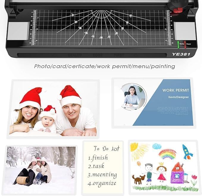 A3/A4/A6 Laminator Machine, YE381 Thermal Laminating Machine for Home Office School Use with 70 Laminating Pouches