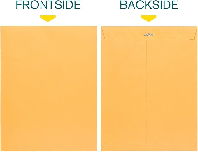 EnDoc 10 x 13 Clasp Envelopes – 100 Pack Brown Kraft Catalog Envelopes with Clasp Closure & Gummed Seal – 28lb Heavyweight Paper 10x13 inches Envelopes for Home, Office, Business, Legal or School