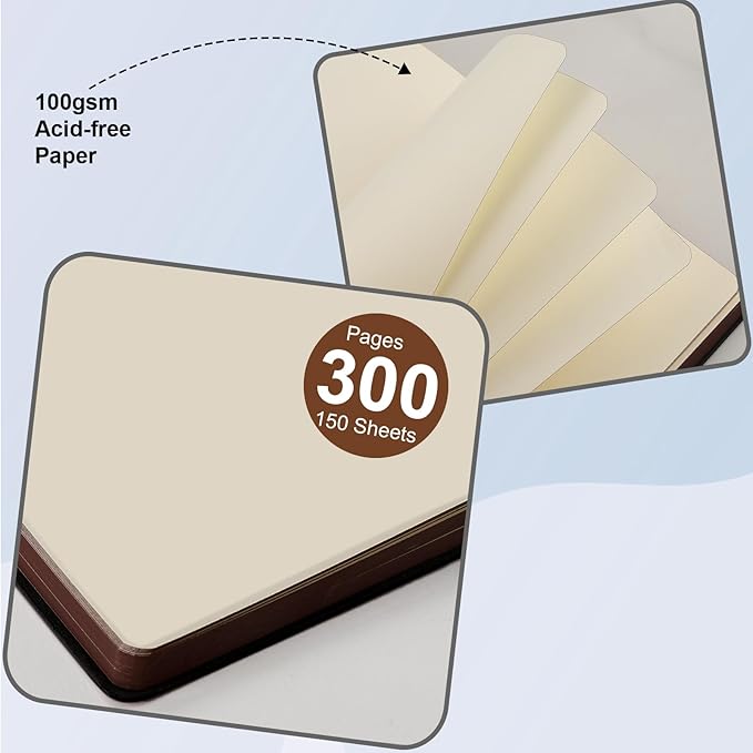 300 Pages Leather Blank Journal Notebook,Softcover Leather Blank Journal Notebook for Women Men,300 Pages Notebook for Work,Office,School Note Taking,5.7'' X 8.3'',green