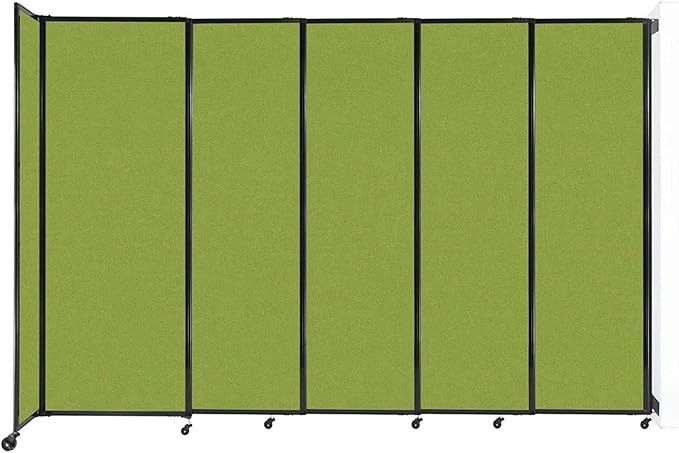 Wall-Mounted Sliding StraightWall Room Divider | Adjustable Widths | Locking Wheels | Room Separator | Up to 11'3" Wide x 7'6" Tall Lime Green Fabric Panels