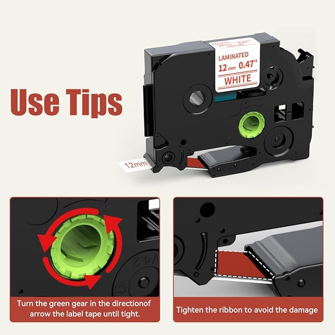 Labelife TZe-232 Replace for Brother P Touch Label Tape Red on White TZe232 TZe TZ Tape 12mm 0.47 1/2 Laminated Work for Brother PT D210 H110 D600 1230PC Label Maker, 4 Pack