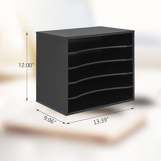 Paper Organzier Wood Desktop Organizer Storage Letter Tray File Sorter with Adjustable Shelves for Home Office