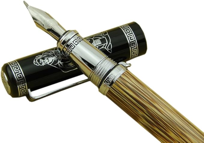 Lanxivi Duke 551 Confucius Fude Nib Fountain Pen Bent Nib Natural Bamboo Medium to Broad Art Handwriting Drawing Calligraphy Pen