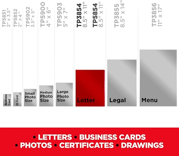 Scotch Thermal Laminating Pouches, 100 Count, Clear, 5 mil, Laminate Business Cards, Small Banners, Essays, Office or School Supplies, Fits Letter Size 8.9x11.4 in Paper