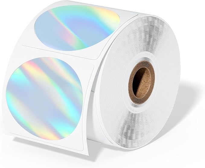 Phomemo 2" inch Round Reflective Thermal Labels, Color Self-Adhesive Stickers Label, Relly Cool Thermal Printer Label for Address, Logo, Shipping, Barcodes, QR Code (400 Labels/Rolls,1 Roll