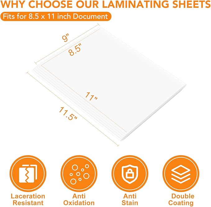 CAREGY 600 Pack Laminating Sheets,Holds 8.5 x 11 Inch Sheets,Thermal Laminating Pouches, 3 Mil, 9 x 11.5 Inches Lamination Sheet Paper for Laminator, Round Corner Letter Size