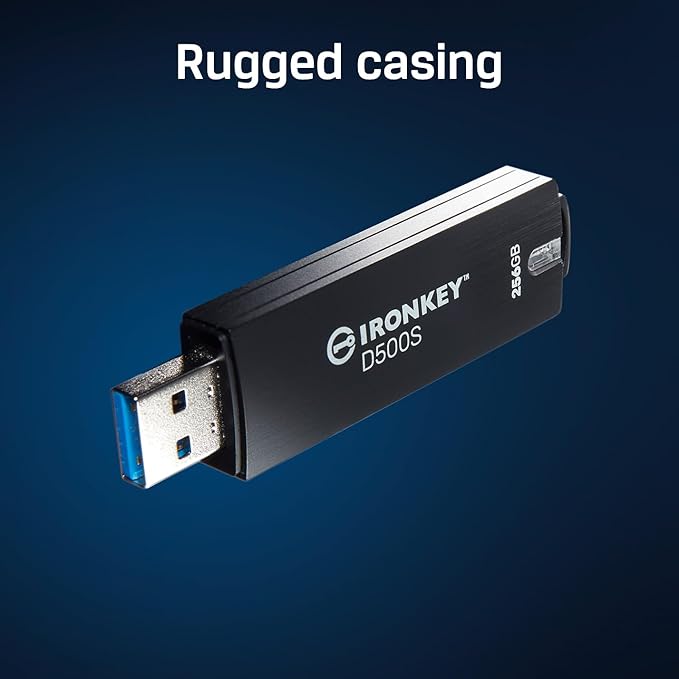 Kingston Ironkey D500S 32GB Encrypted Flash Drive | Dual Hidden Partition | FIPS 140-3 Level 3 | XTS-AES 256-bit | BadUSB and Brute Force Protection | Multi-Pin Option | IKD500S/32GB