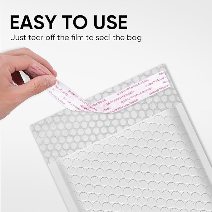 CHMI White Bubble Mailers 8.5 x 12 Inch 100 Pack, Usable Size 8.25X12 Inch Poly Mailers,Mailing Envelopes,Shipping Mailer，Opaque Self Seal Adhesive Waterproof Bags for Packaging and Shipping.