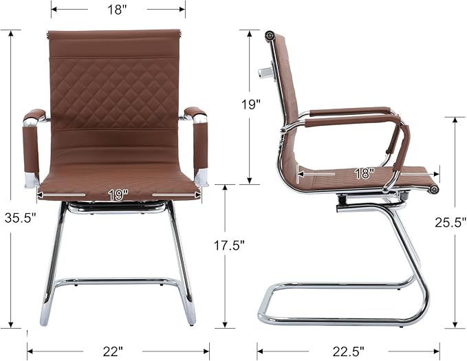 Office Guest Chairs - Reception & Waiting Room Set of 8 with Mid Back, Modern PU Leather Desk Chairs