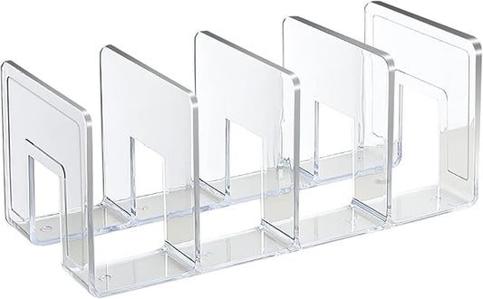 SAYEEC Acrylic File Sorter, Clear File Holder Acrylic Desk Organizer, Sturdy Desktop Files Organizer Files Folder Holder Rack for Envelopes Mail Letter Paper Notebook Electronics (2)