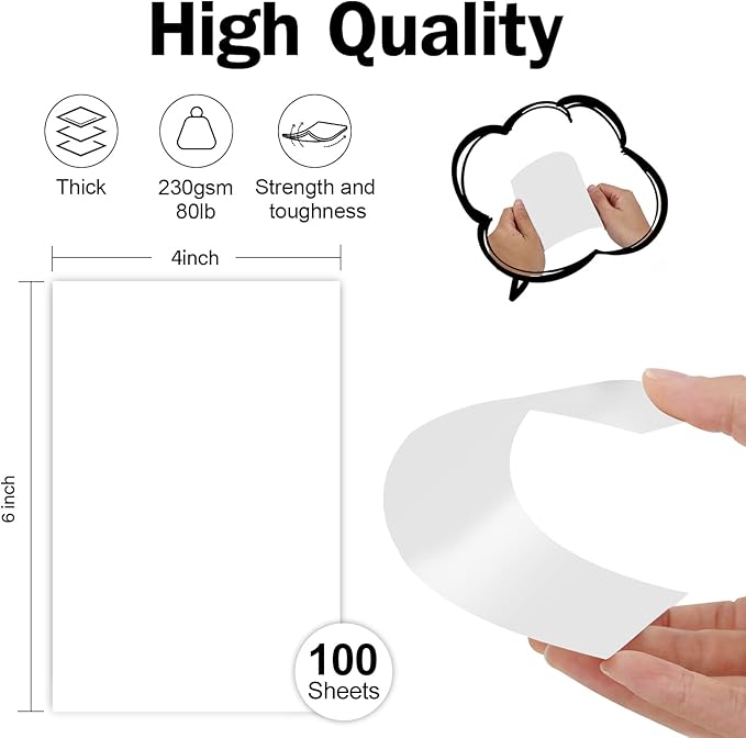 100 Pack White Blank Index Cards 4x6 Thick Paper, Goefun 80lb Heavyweight CardStock Unlined Notecards for Post Cards, Photo Paper, Recipe Cards