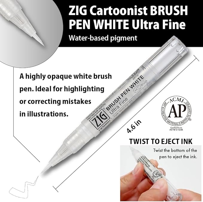 Kuretake Zig Inktober pen set, for Illustration, Manga Drawing, Lettering and Calligraphy, Professional Artist, Made in Japan (White(3pcs.))