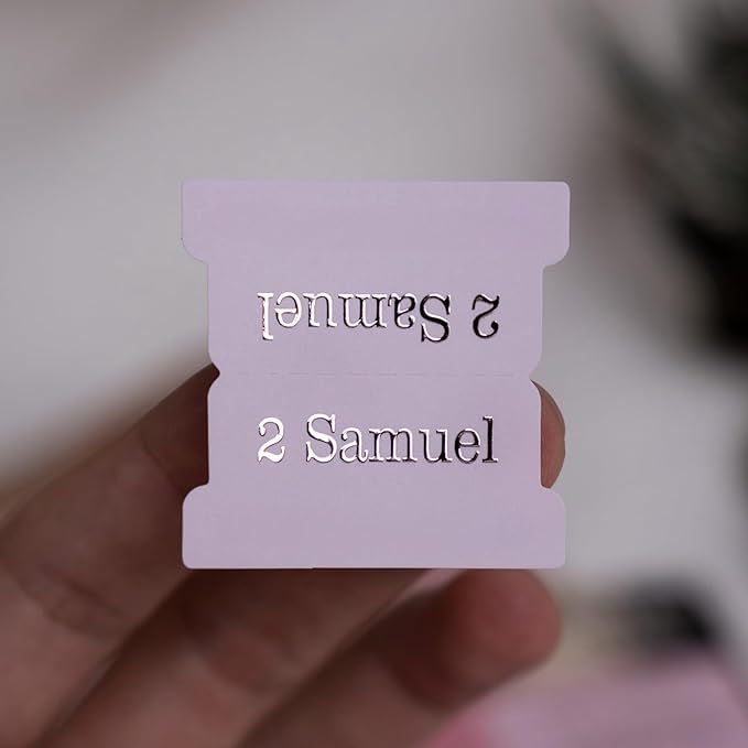 UPAFEXXI-Laminated Bible Tabs (Rose Gold Foil Embossed Lettering), Bible Tabs for Women and Men, Reposition Large Print Stickers, Easy to Read and Apply, 80 Chapters Labels for Easy Navigation(Pink)