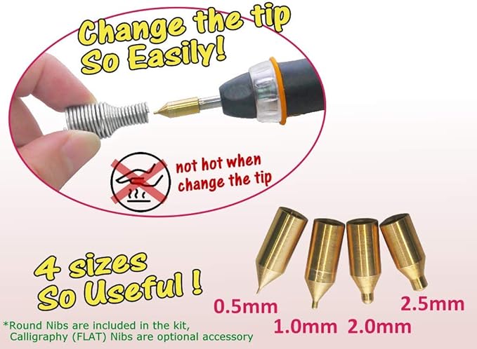 KINGTOOL Hot Foil Embossing Stamping Pen with 6 Rolls Hot Foil Papers, USB Powered (with 4 Nibs) (Red)