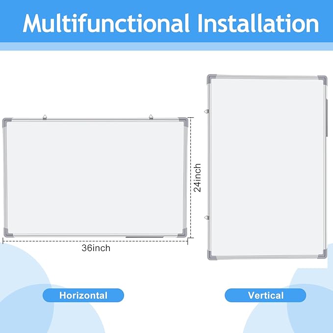Tinlade 6 Pack Magnetic Dry Erase Whiteboard Message Presentation White Board White Board Dry Erase Aluminum Frame Hanging Whiteboard for School Home Office (36 x 24 Inches)
