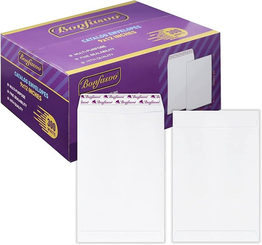 300 Pack 9x12 White Catalog Envelopes Peel & Seal Security Mailing Envelopes 120GSM Kraft Paper self Seal Envelopes for Invitations Papers Photos Documents Pictures Papers Files