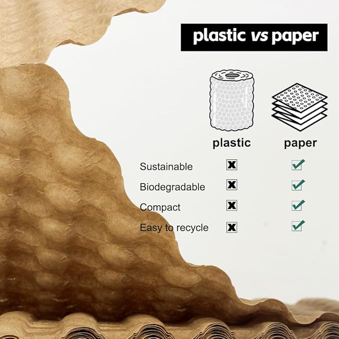 Reusable Bubble Paper - 15" x 100 FT Durable Bubble Wrap for Moving, Eco-Friendly & Washable Shipping Supplies, Biodegradable Packing Paper