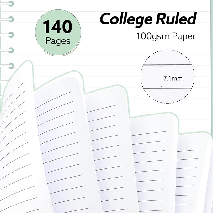 3 Pcs Spiral Notebook 5.9x8.3, 140 Pages Small Notebook for Women A5 College Ruled Journals Cute Notebooks with Large Pockets and Index Stickers for Home School Office Use（Purple, Green, Blue）