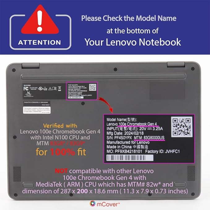 mCover Hard Case ONLY Compatible for 2024~2025 11.6" Lenovo 100E Chromebook Gen 4 (with Intel CPU and Model# 83G*) Laptop Computer (NOT Fitting Any Other Lenovo Models) - Green