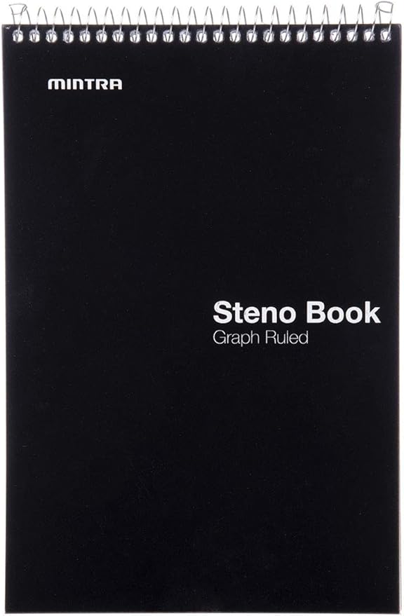 Mintra Office Steno Book - (Primary Colors, 4 Pads/Pack, Graph Ruled) - 6inx9in, 70 Sheets, Notebook for writing notes in school, university, college, work, office