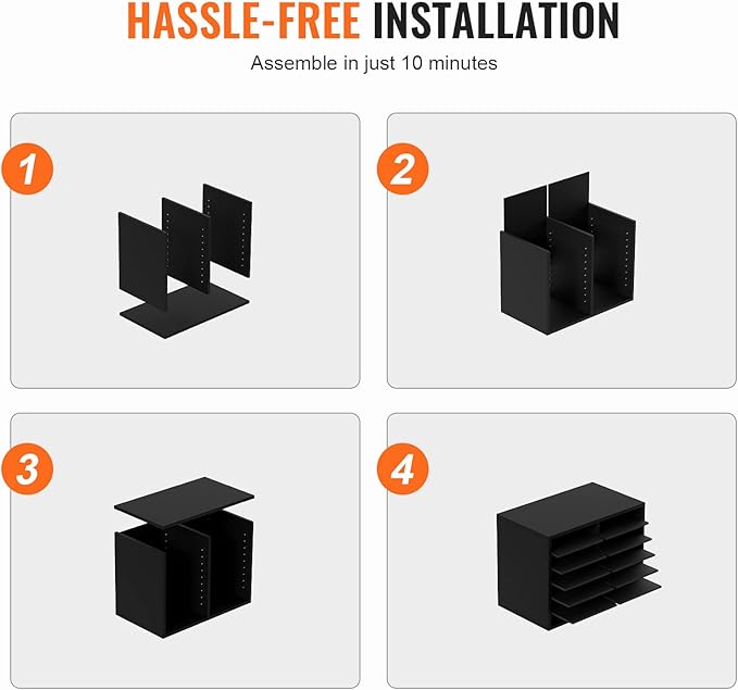 VEVOR Literature Organizers, 12 Compartments Office Mailbox with Adjustable Shelves，Wood Literature sorter 20.4x12x16.1 inches for Office, Home, Classroom, Mailrooms Organization, EPA Certified Black