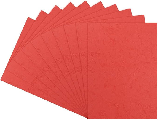 MECCANIXITY 100pcs A4 8-1/2 x 11.5 Inch Presentation Binding Covers Letter Size Leather Textured Grain Paper Un-Punched for Business Reports, Red