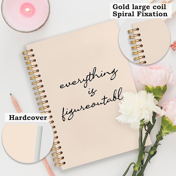 SNNDER Everything Is Figureoutable Inspirational Notebook Journal, Motivational Gifts for Coworkers Women Men, Positive Affirmation Journal Notebook, Hardcover Spiral Notebooks 5.5x8.3 Inch