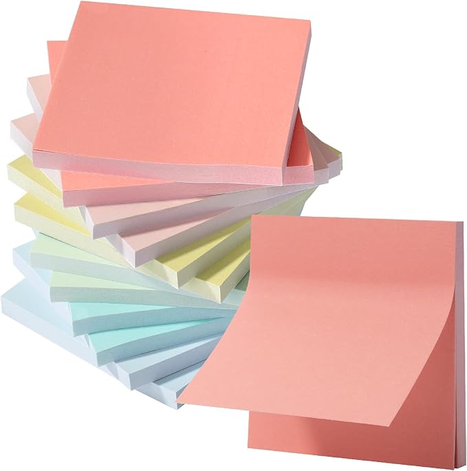 Mr. Pen- Sticky Notes, 3”x3”, 12 Pads, 600 Sheets, Macaroon Colors Sticky Notes, Sticky Note, Self-Stick Note Pads, Back to School Supplies
