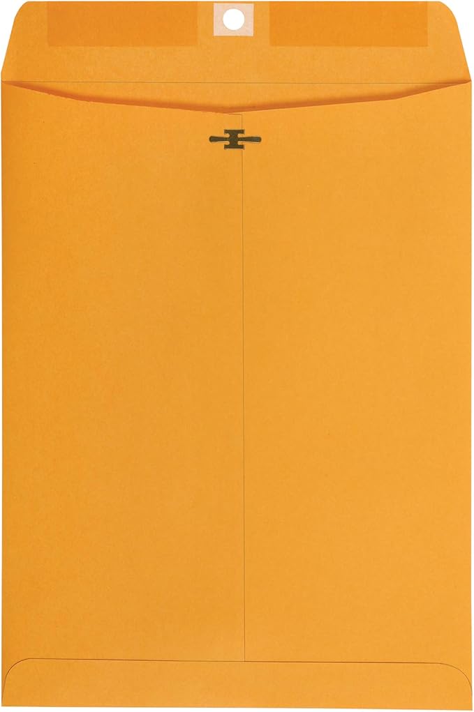 Amazon Basics Clasp Kraft Envelopes, Gummed Mailing Envelope, 9 x 12 inch, 100-Pack